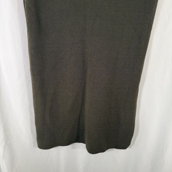 New Worthington Midi Skirt Women's Large Olive Green Knit Elastic Waist Stretch - Picture 3 of 11